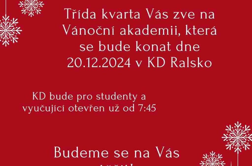 Pozvánka na Vánoční akademii 2024…